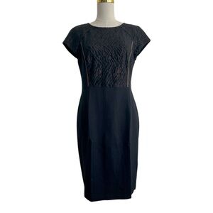 Lafayette 148 NY Women’s Black Sheath Midi Dress with Dolman Sleeves Sz 6